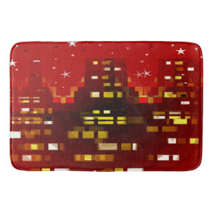 Rode Sterrennacht Modern City Skyline Abstracte ku Badmat