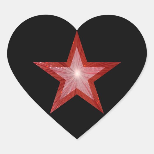 Rode sterrensticker zwart hart sticker (Voorkant)