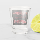 rode steurtjes zwemmen shot glas (Achterkant)