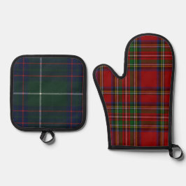 Rode Stewart Plaid Tartan voor Kerstmis Ovenwant & Pannenlap Set