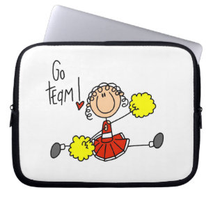 Rode Stick Figure Cheerleader T-shirts en cadeaus Laptop Sleeve