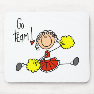 Rode Stick Figure Cheerleader T-shirts en cadeaus Muismat