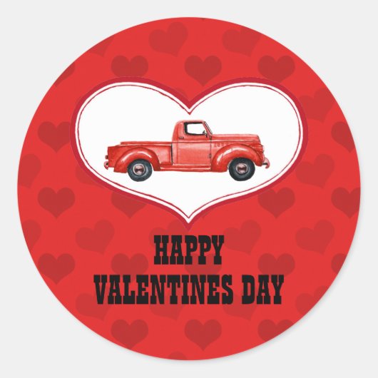 Rode Sticker met Pick-up Truck (Voorkant)