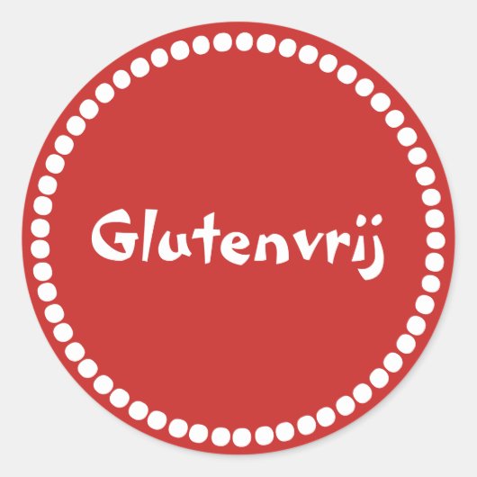 Rode sticker met tekst "Glutenvrij" (Voorkant)