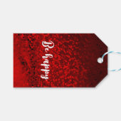 rode sticker van het glitter hart Wees blij Cadeaulabel (Voorkant (Horizontaal))