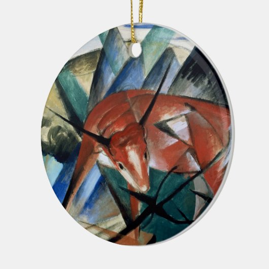 Rode stier (gouache op papier) keramisch ornament (Links)