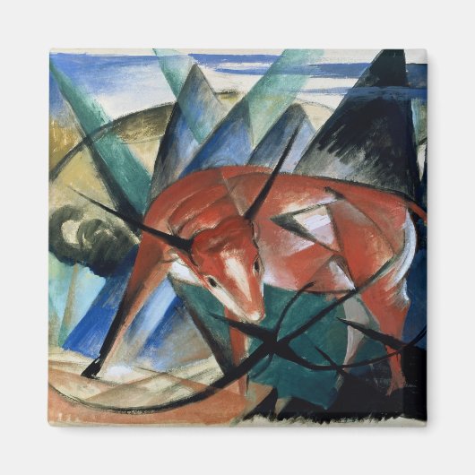 Rode stier (gouache op papier) magneet (Voorkant)