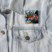 Rode stier (gouache op papier) vierkante button 5,1 cm (In situ)