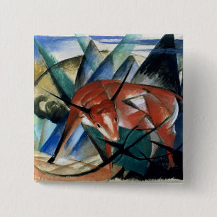 Rode stier (gouache op papier) vierkante button 5,1 cm