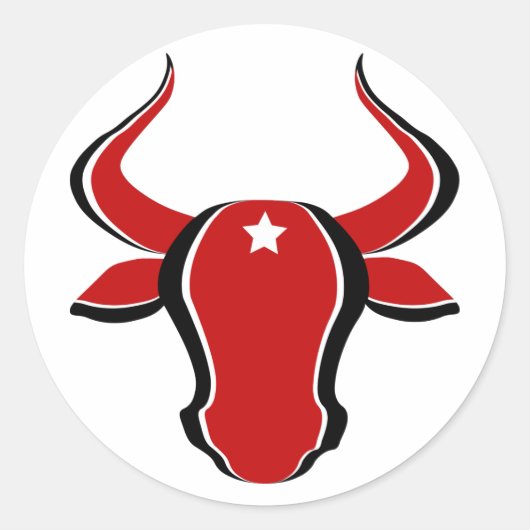 Rode stier met ster ronde sticker (Voorkant)