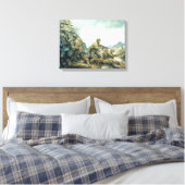 rode stier op de winterlijn door Donna Neary Canvas Afdruk (Insitu (Slaapkamer))