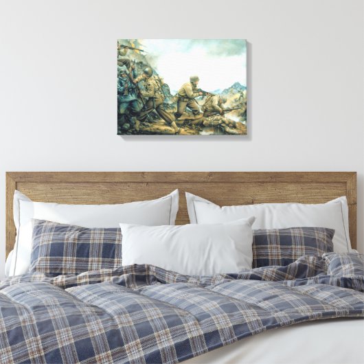 rode stier op de winterlijn door Donna Neary Canvas Afdruk (Insitu (Slaapkamer))