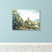 rode stier op de winterlijn door Donna Neary Canvas Afdruk (Insitu (Houten vloer))