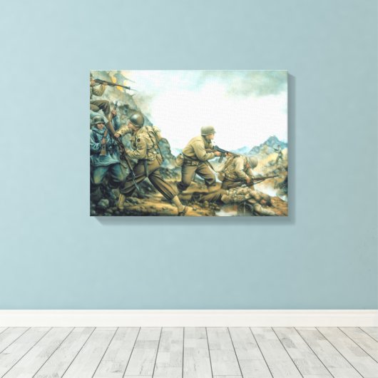 rode stier op de winterlijn door Donna Neary Canvas Afdruk (Insitu (Houten vloer))