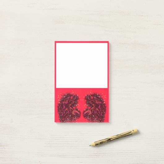 Rode stieren die op de Sterrennacht lopen Post-it® Notes (Op bureau)