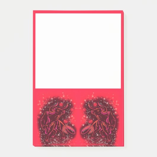 Rode stieren die op de Sterrennacht lopen Post-it® Notes (Voorkant)