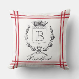 Rode stijl Frans gepersonaliseerd monogram Kussen