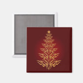 Rode stijlvolle kerstboom Magnet (Voorkant / Achterkant)