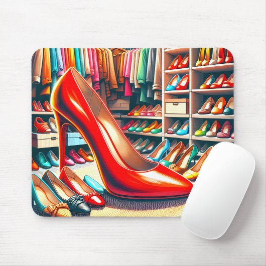 Rode Stiletto In Kast Muismat (Met muis)