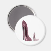 Rode Stiletto schoen en lippenstift Magneet (Voorkant / Achterkant)
