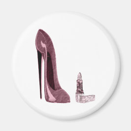Rode Stiletto schoen en lippenstift Magneet
