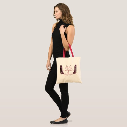 Rode stiletto schoenen tote bag (Voorkant (model))