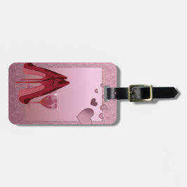 Rode Stiletto's en roze harten Bagagelabel
