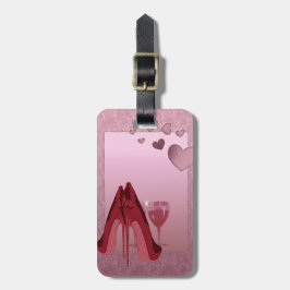 Rode Stiletto's en roze harten Bagagelabel