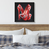 Rode Stiletto's met hartvormige diamanten Canvas Afdruk (Insitu (Slaapkamer))