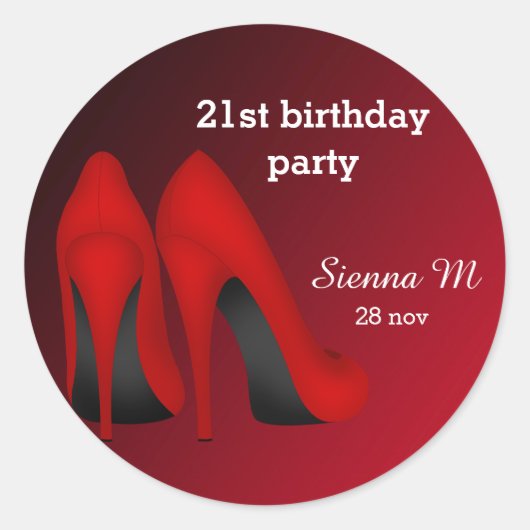 Rode Stilettos verjaardag Ronde Sticker (Voorkant)