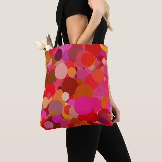 rode stip confetti canvas tas (Dichtbij)
