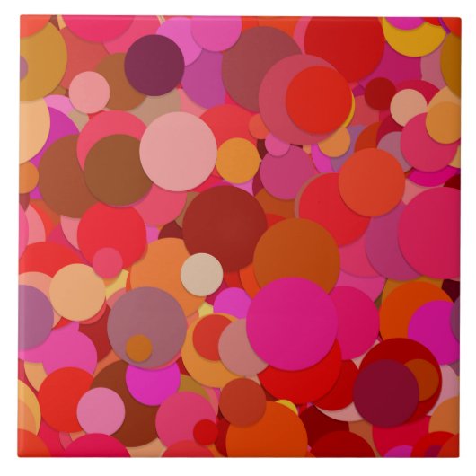 rode stip confetti keramische tegel tegeltje (Voorkant)