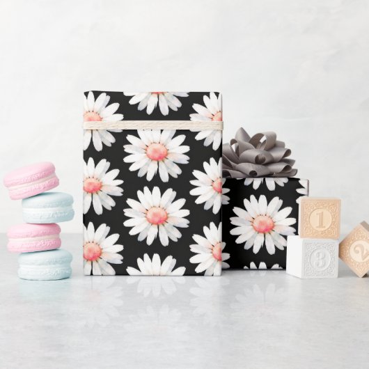 Rode Stip-Madeliefjes Cadeaupapier (Baby Shower)