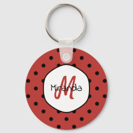 Rode Stip Monogram Sleutelhanger