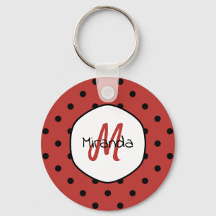Rode Stip Monogram Sleutelhanger