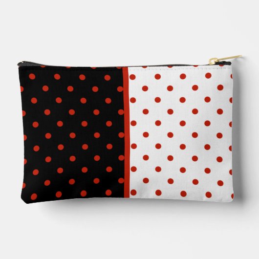 Rode stip patroon op zwart en wit etui (Achterkant)