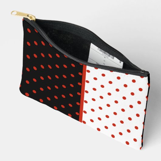 Rode stip patroon op zwart en wit etui (Open)