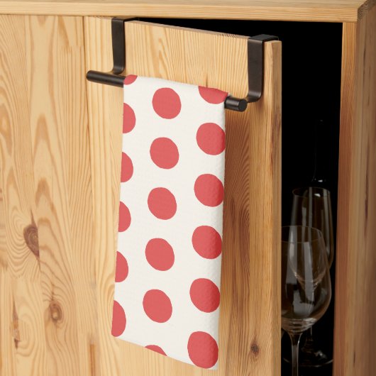 Rode Stip Retro Sfeer Theedoek (Derde Gevouwen)