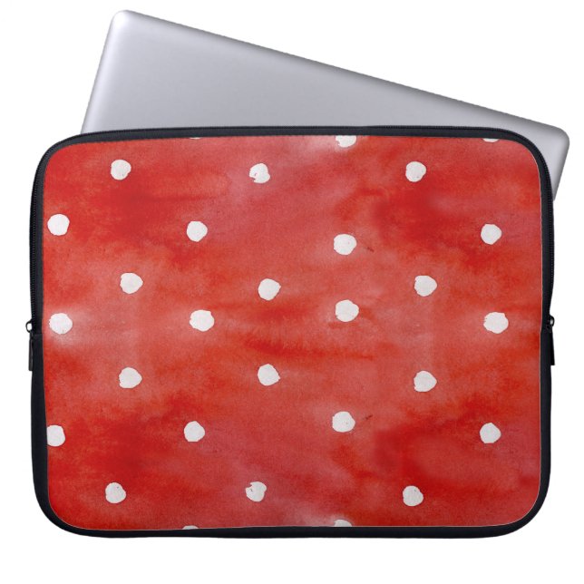 Rode stip, waterverf naadloos patroon. laptop sleeve (Voorkant)
