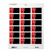 Rode Stip Zwart Ster van David Etiket (Full Sheet)
