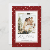 Rode Stippen Foto Prettig Kerstfeest Feestdagenkaart (Voorkant)