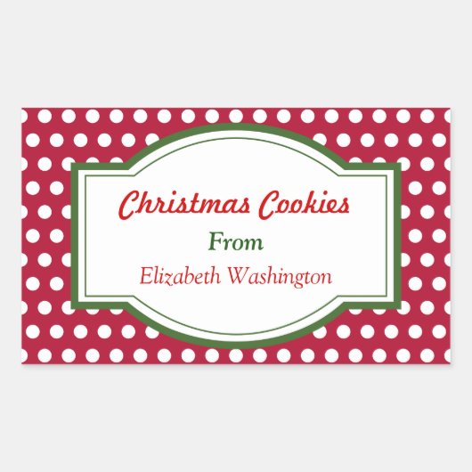 Rode Stippen kerstbakkerij Koekjeskoekjes Gift Lab Rechthoekige Sticker (Voorkant)