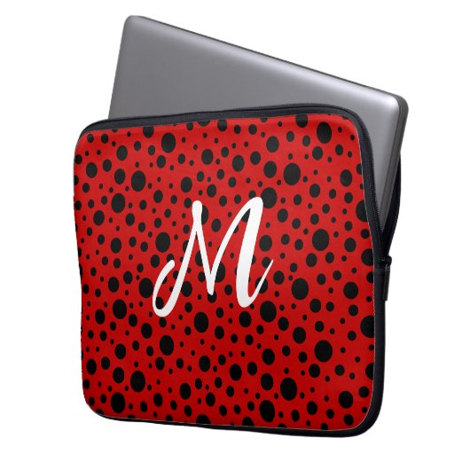 rode stippen laptop sleeve (Voorkant Links)