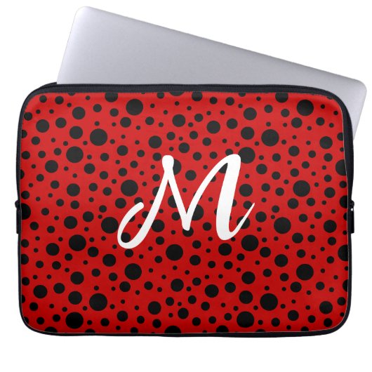 rode stippen laptop sleeve (Voorkant)