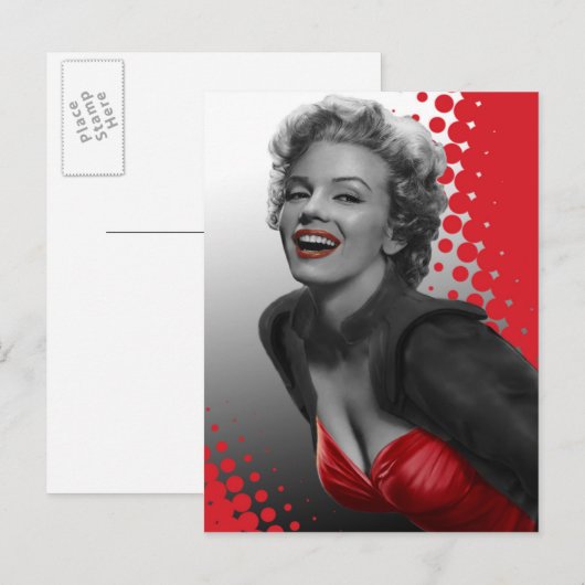 Rode Stippen Marilyn Briefkaart (Voorkant / Achterkant)