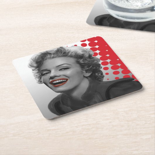 Rode Stippen Marilyn Kartonnen Onderzetters (Schuin)