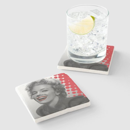 Rode Stippen Marilyn Stenen Onderzetter (Zijkant)