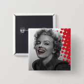 Rode Stippen Marilyn Vierkante Button 5,1 Cm (Voorkant /achterkant)