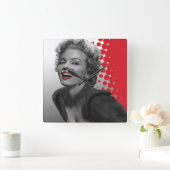 Rode Stippen Marilyn Vierkante Klok (Huis)