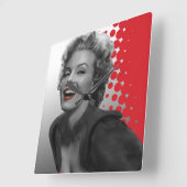 Rode Stippen Marilyn Vierkante Klok (Hoek)